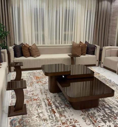 طقم طاولات خشب فاخر كنب مرتفع (3+4)