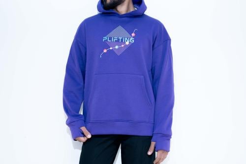 هودي بقصة واسعة وبقبعة لون بنفسجي للجنسين