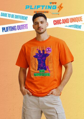 تيشيرت PLIFTING – BE UNIQUE باللون البرتقالي 🍊⚡
