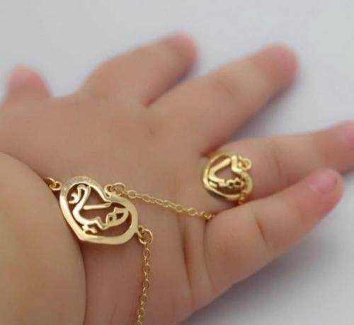 كف بالاسم للاطفال مطلي ذهب