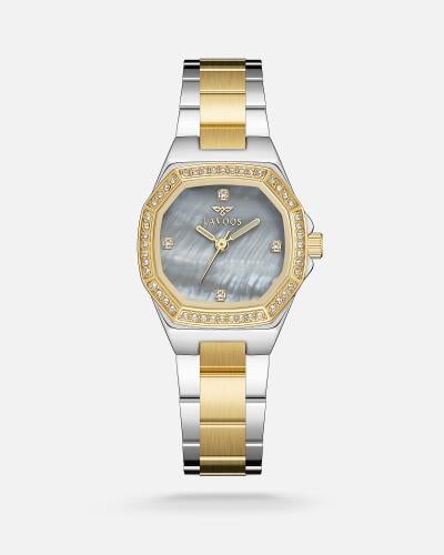Ladies' pearl watch in silver and gold color