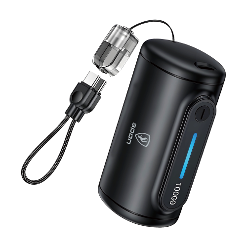 باور بانك 10000mAh صغير الحجم مع كيبل مدمج