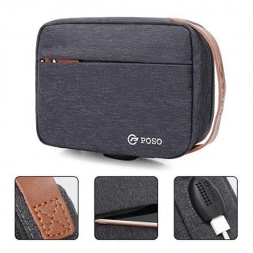 حقيبة راقي بمنفذ للشحن ماركة POSO لون اسود جيشي