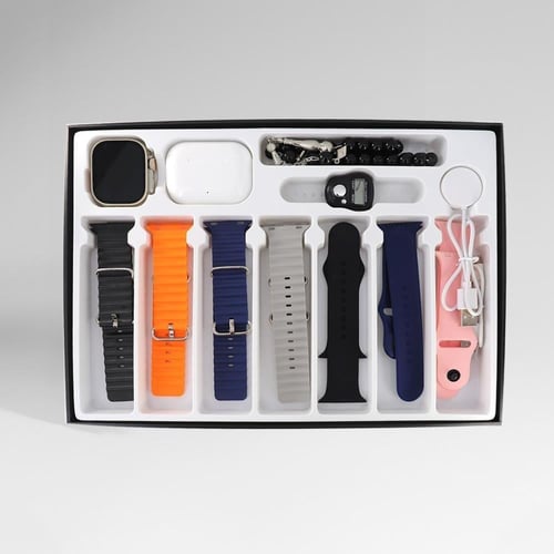 ساعة ذكية 16 اساور وسماعة مع مسبحة وخاتم تسبيح