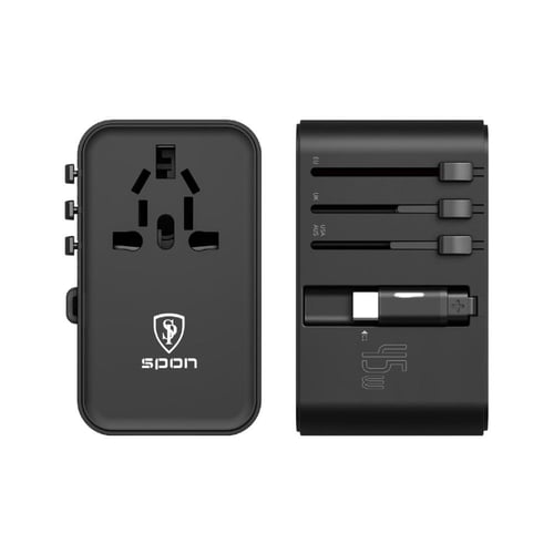 شاحن السفر العالمي 45 وات مع كيبل قابل للسحب