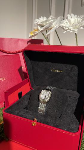 Women's Cartier Master with eye-shaped gemstones, white