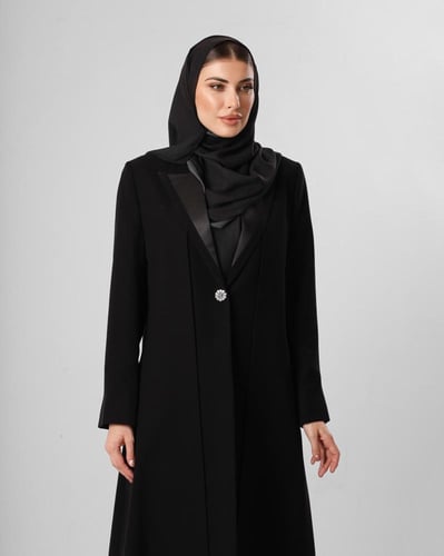 Satin Lapel Blazer Abaya