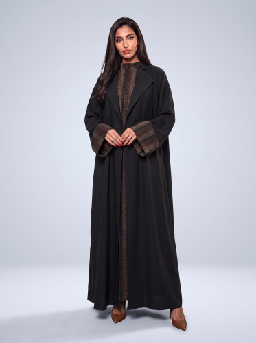 Black Washed Silk & Cashmere Abaya Set