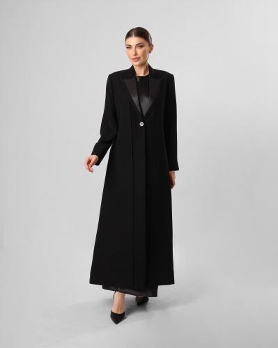 Satin Lapel Blazer Abaya