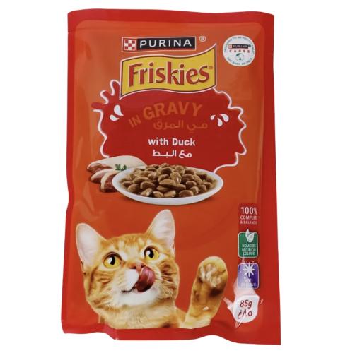 فريسكيز اظرف طعام رطب للقطط في المرق مع البط