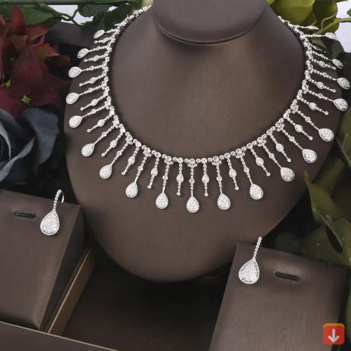 Janekelly 2 قطعة زركونيا الزفاف مجموعات مجوهرات كا...