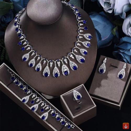 جديد 4 قطع دعوى زركون العروس طقم مجوهرات حفلة نسائ...