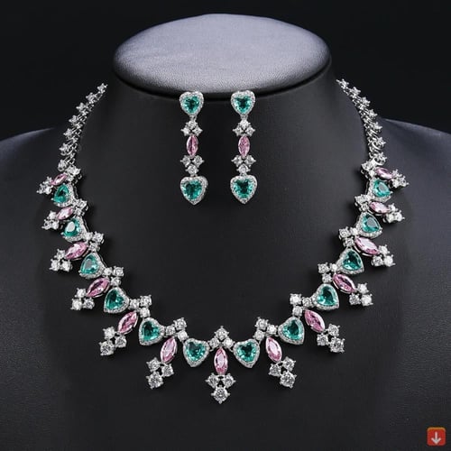 طقم زركون أنيقة متعددة الألوان