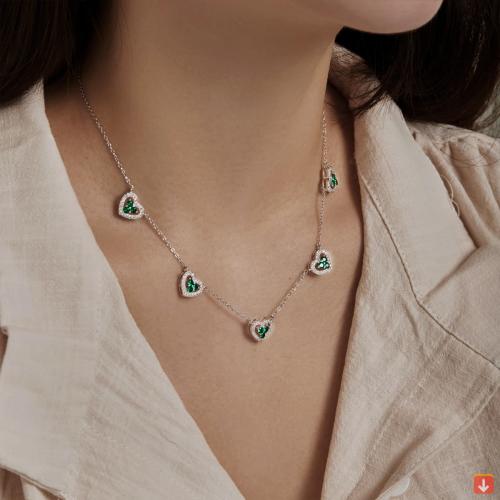 قلادة من الفضةS925 الاسترليني قلادة 5-لون القلب ال...