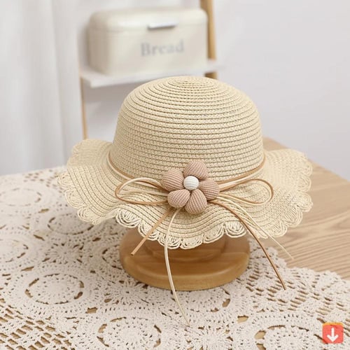 قبعة وحقيبة قش اطفال للشاطئ