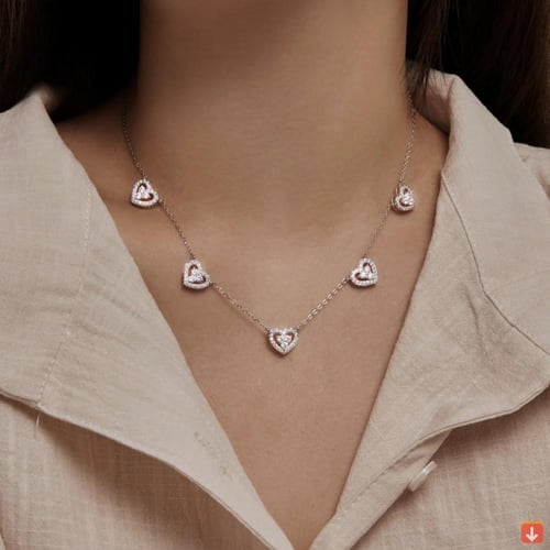 قلادة من الفضةS925 الاسترليني قلادة 5-لون القلب ال...