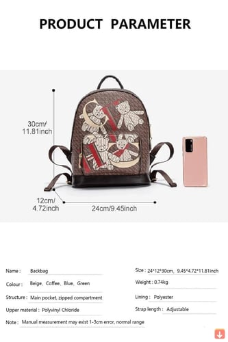 حقيبة ماركة اصلية طباعة دب الكتف شبابية للسيدات ،