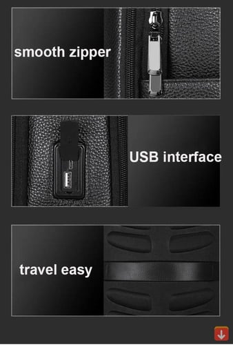 حقيبة ظهر للرجال بقفل ببصمة الإصبع من الجلد الطبيع...