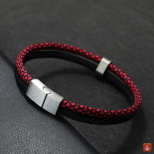 2025 موضة جديدة للرجال سوار Paracord الفولاذ المقا...