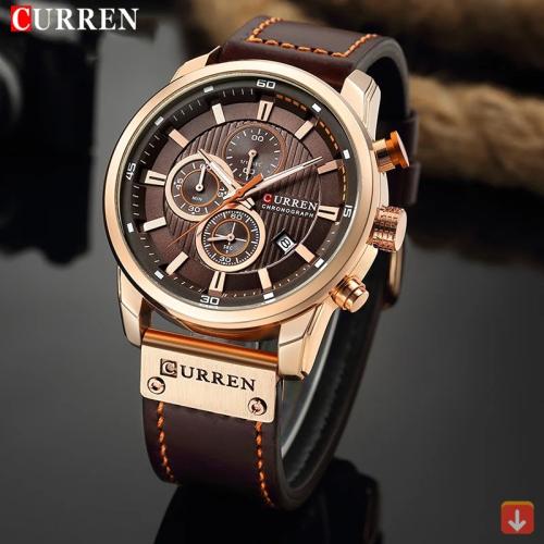 ساعة رجالية مقاومة للماء ماركة CURREN جلدية ساعات...