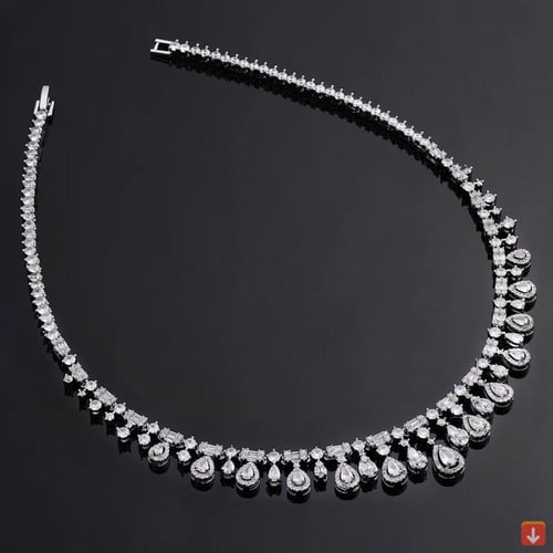 طقم أقراط وقلادة من الزركون الماسي مرصع بالألماس ل...