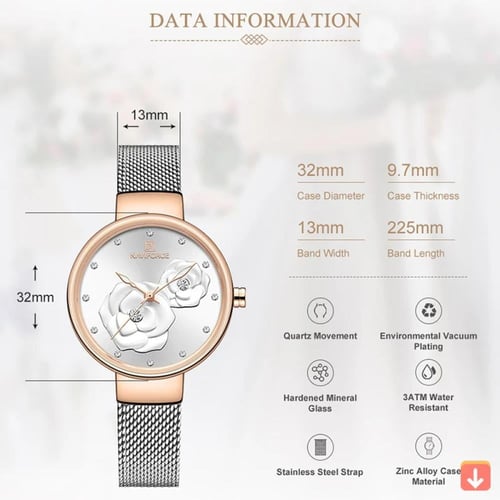 ساعة يد نسائية مقاومة للماء ماركة ساعة نسائية NAVI...