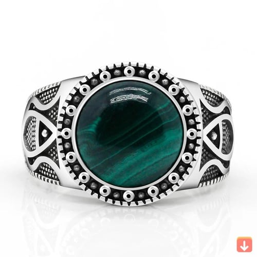 خاتم تركي عتيق من الفضة الإسترليني 925 بحجر طبيعي...