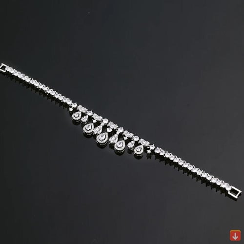 طقم أقراط وقلادة من الزركون الماسي مرصع بالألماس ل...