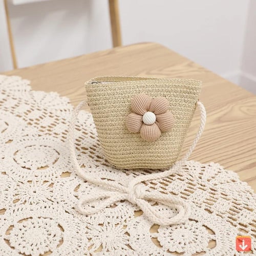 قبعة وحقيبة قش اطفال للشاطئ