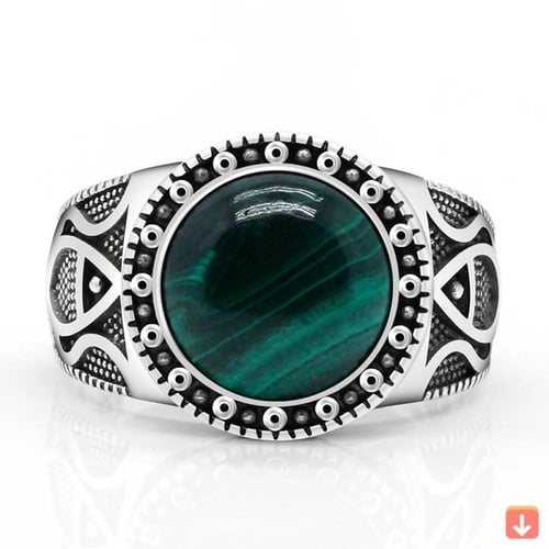 خاتم تركي عتيق من الفضة الإسترليني 925 بحجر طبيعي...