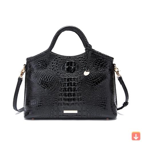 حقيبة يد نسائية كلاسيكية من الجلد الطبيعي بلون ساد...