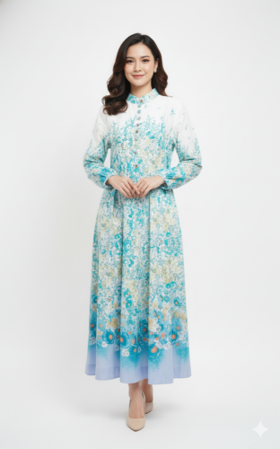 فستان صيفي نسائي طويل بنقشة زهور