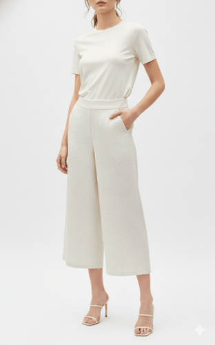 بنطلون كولوت واسع بقماش لامع