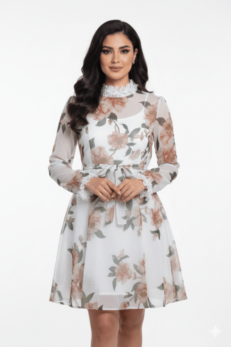 فستان سهرة قصير مورد أنيق