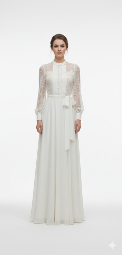 فستان سهرة طويل أنيق بالدانتيل