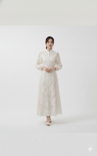 فستان صيفي طويل بأزرار وتصميم أنيق