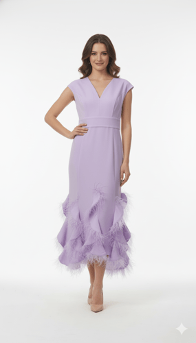 فستان سهرة طويل بريش أنيق