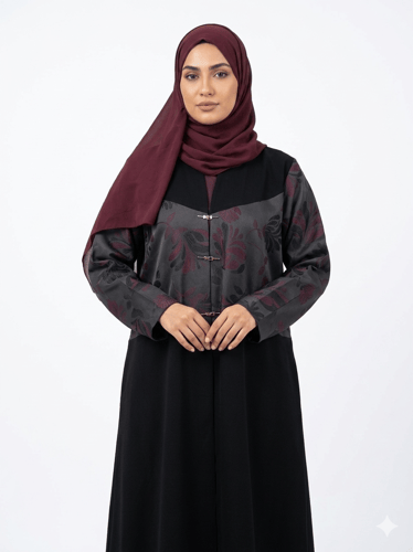 "Orchid" Abaya – the luxury of crepe and the charm of the decorated Taffeta
