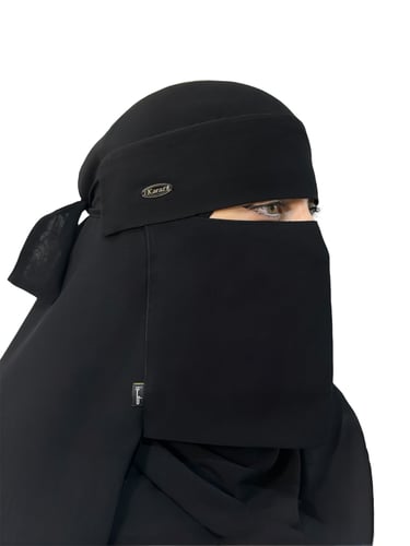 نقاب كرز برباط عريض بغطاء للعين و مطاطينNIQAB