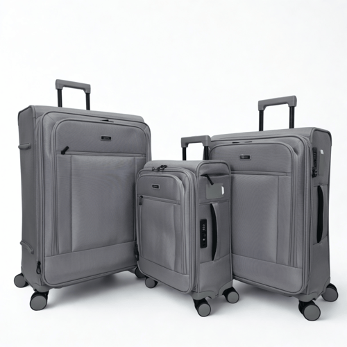 طقم حقائب سفر قماش 4 قطع فاخر رمادي