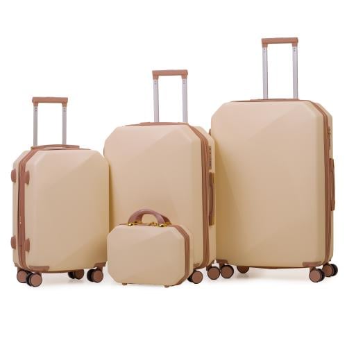 طقم حقائب سفر 4 قطع لون بيج روز