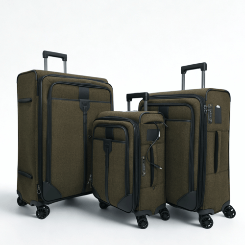 طقم حقائب سفر قماش 4 قطع فاخر بني