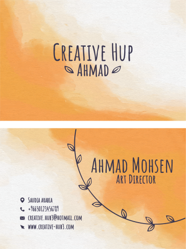 بطاقة عمل مرسومة يدويًا بالألوان المائية