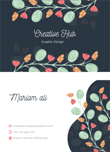 بطاقة عمل أنيقة مزينة بالزهور