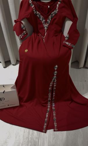 Stretch crepe with crystal glass detailing made to...