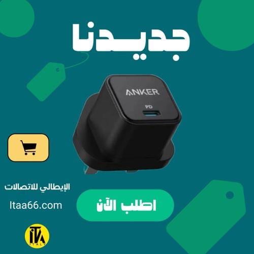 انكر - فيش جداري بقوة 20 واط بمنفذ تايب سي - اسود