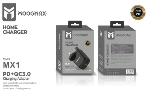 شاحن جداري من موج ماكس 20 وات بمنفذين PD+QC3.0 MX1...
