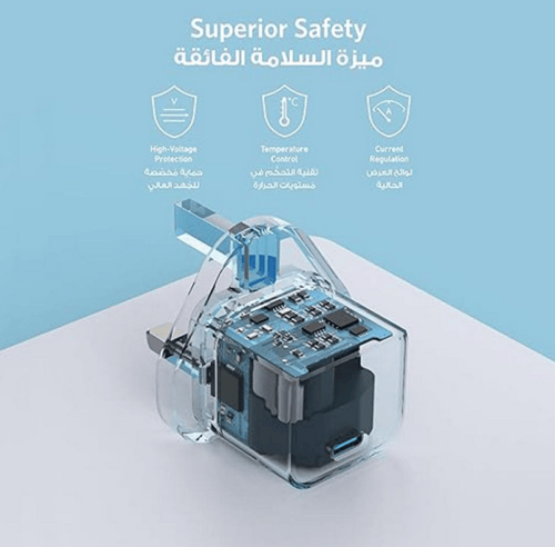 انكر - فيش جداري بقوة 20 واط بمنفذ تايب سي - اسود