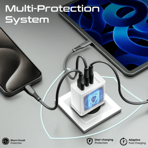 بروميت راس شاحن ابيض 45 وات +2 منفذ