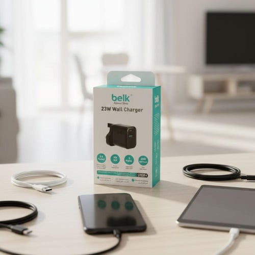 شاحن جداري بمنفذين USB و PD بقوة 23 واط من بيلك
